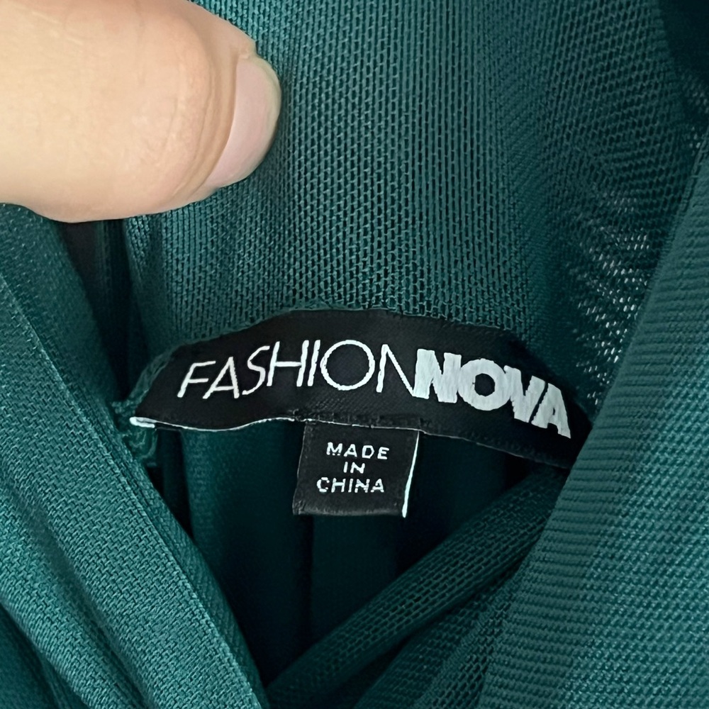 Fashion Nova Teal Long Sleeve Dress - Picture 3 of 4